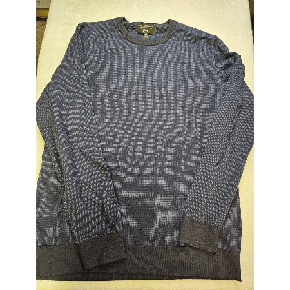 Banana Republic Baruffa Italian Merino Wool Sweater Men Size XL‎ Blue Navy